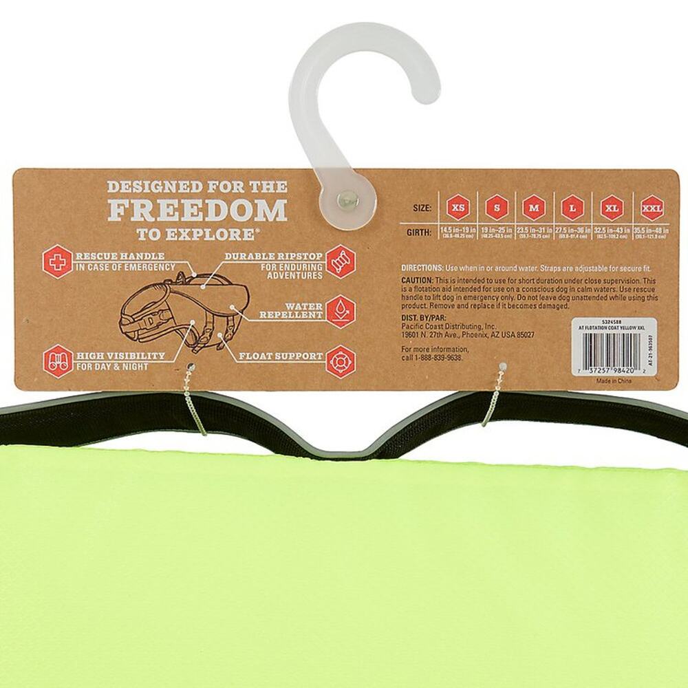 Arcadia Trail Flotation Aid Dog Harness Size 2XL Swim Vest High Vis Yellow NWT - Picture 6 of 7